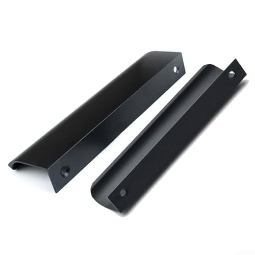 Schwarze Aluminium-Legierung, Küchenschrank-Türgriffe, verdeckte Fingerkante, Schublade, Hardware für Zuhause, Küche, Bad, Büro (400 mm) von Bebykilemi
