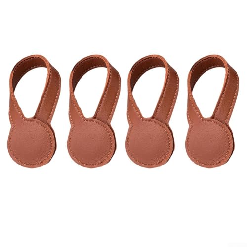 Set mit 4 magnetischen Handtuchhaltern aus Leder für sichere Stoffanpassung und Aufbewahrung im Badezimmer, starke Magnete in Braun, Schwarz, Weiß, Gelb (Braun) von Bebykilemi