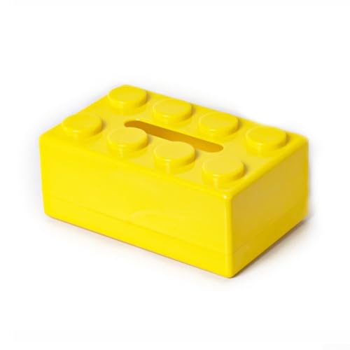 Stabile Taschentuchbox mit Baustein, praktisch für die Wandmontage oder den Schreibtisch, perfekt für die Organisation von Taschentüchern zu Hause oder im Büro (gelb) von Bebykilemi