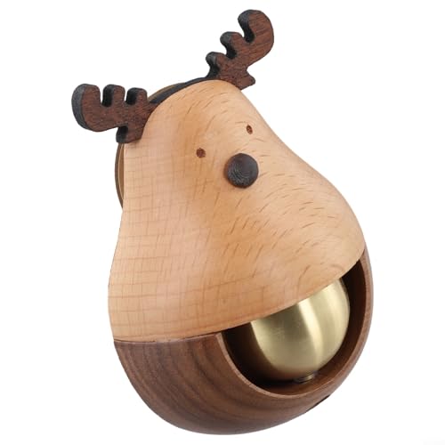 Türklingel und Windspiel aus Holz mit Glückskatzen-Design, japanischer Stil, Kupferglocke, Eingangsanhänger, Saugnapfhalterung für Zuhause oder Geschäft, Gelb, 15 x 15 x 8 cm (Hirsch) von Bebykilemi