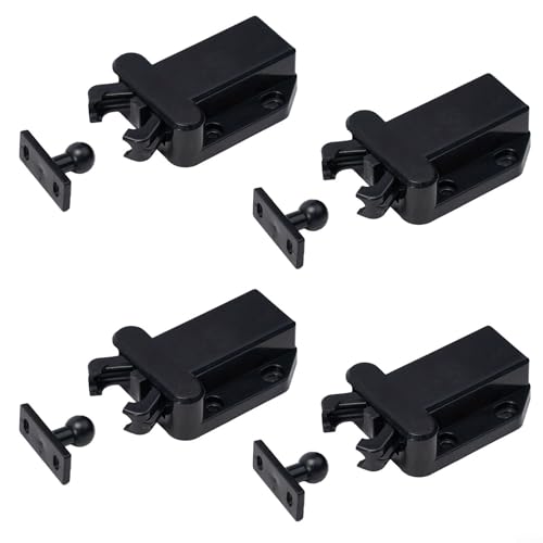 Türschnäpper zum Öffnen, 4 Stück, ABS, Touch-Entriegelung, Schubladentürschnäpper für grifflose Schränke, Küchenschränke, Hardware, Schwarz Türschnäpper zum Öffnen, 4 Stück, ABS, Touch-Entriegelung, Schubladentürschnäpper für grifflose Schränke, Küchenschränke, Hardware, Schwarz von Bebykilemi