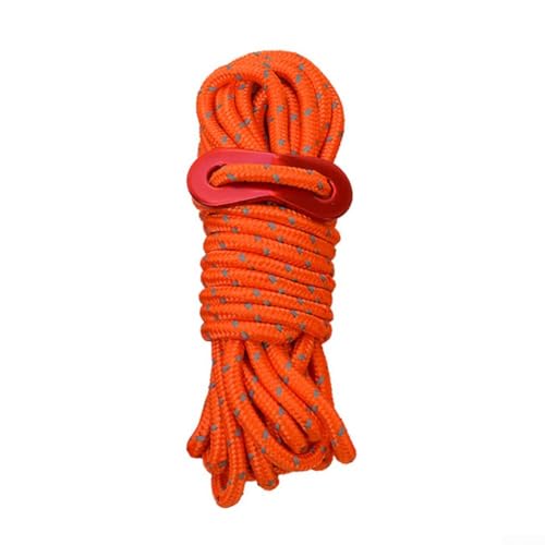 Verstellbares Camping-Windseil 4 mm mit reflektierenden Eigenschaften, stark für Zelt und Outdoor-Bedürfnisse, 4 m (orange) von Bebykilemi