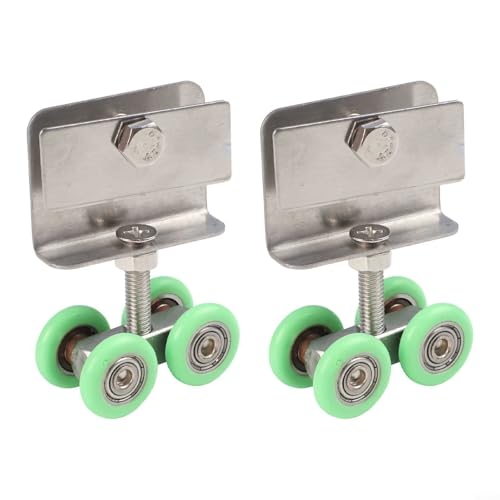 Vierrädrige Schiebetürrollen aus Edelstahl mit Nylonrädern für Dusch-, Glas-, Falt- und Schiebetüren, leichtgängiges Gleiten, einfache Installation, 2 Stück von Bebykilemi