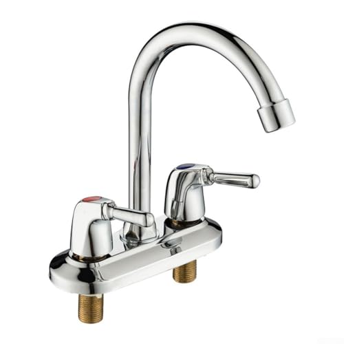 Waschbeckenarmatur mit Doppelgriff-Design, Deckmontage 2-Loch Chrom Waschtischarmatur Kompatibel mit Warm- und Kaltwassersteuerung, Moderne Messing Waschtischarmatur von Bebykilemi