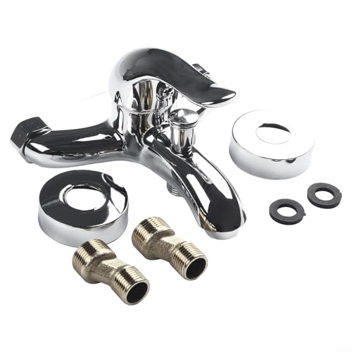 Waschtischarmatur zur Wandmontage mit Doppelauslauf Zinklegierung Badezimmer Wandmischer in poliertem Chrom Warm- und Kaltwasserhahn Moderne Waschtischarmatur mit Druckschalter Waschtischarmatur zur Wandmontage mit Doppelauslauf Zinklegierung Badezimmer Wandmischer in poliertem Chrom Warm- und Kaltwasserhahn Moderne Waschtischarmatur mit Druckschalter von Bebykilemi