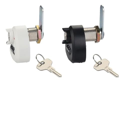 Zahlenschloss mit Schlüssel für Briefkasten, Tür, Schublade, Schrank, Schließfach, mechanisches Passwortschloss, 20 mm, 25 mm, Zinklegierung, Schwarz / Weiß (25 mm schwarz) von Bebykilemi