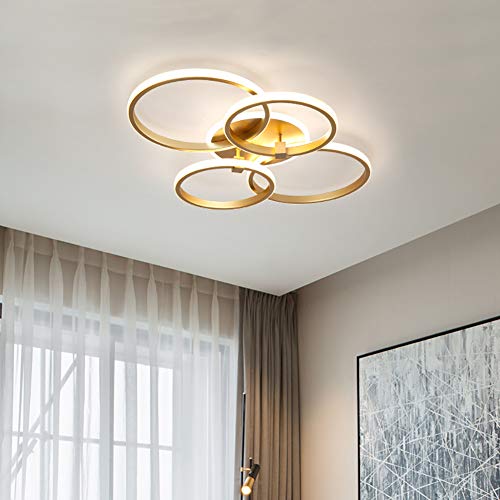 Becailyer 76W Moderner LED-Kronleuchter, 4-Ring Unterputz-Deckenleuchte, runde Acryl Deckenleuchte für Wohnzimmer, Schlafzimmer, Esszimmer, 6000K von Becailyer