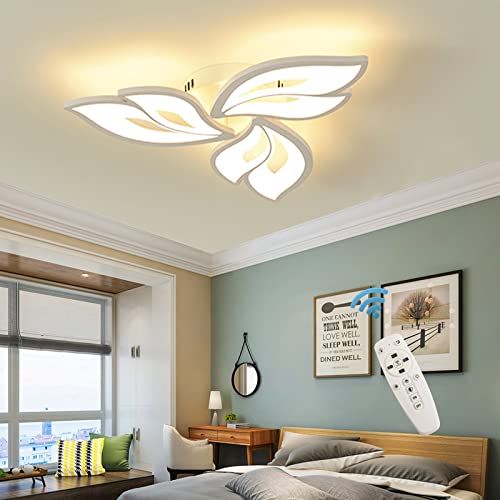Becailyer LED-Deckenleuchte 45W Dimmbar Moderne Acryl-Deckenleuchte 3-Blatt-Deckenleuchter mit Fernbedienung Unterputz-Deckenleuchten für Schlafzimmer Wohnzimmer Esszimmer Küche von Becailyer