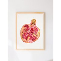 Granatapfel Kunstdruck - Aquarell Food Illustration Gedruckt Mit Öko-Tinten Auf Nachhaltig Produziertem Papier von BeccaBoyceStudio