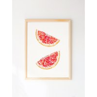 Saftige Grapefruit Kunstdruck - Moderne Aquarell-Illustration Mit Öko-Tinten Auf Nachhaltig Bezogenem Papier von BeccaBoyceStudio