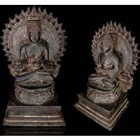 Buddha Bronze Statue, Sitzende Skulptur, Vitarka Mudra, Yoga Meditierende Deko, Home Decor von Becikbecikartshop