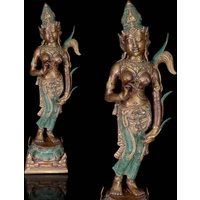 Dewi Sri Bronze Statue Lakshmi Reis Pflanzen Göttin Skulptur Lord Frauen Figur Home Decor von Becikbecikartshop