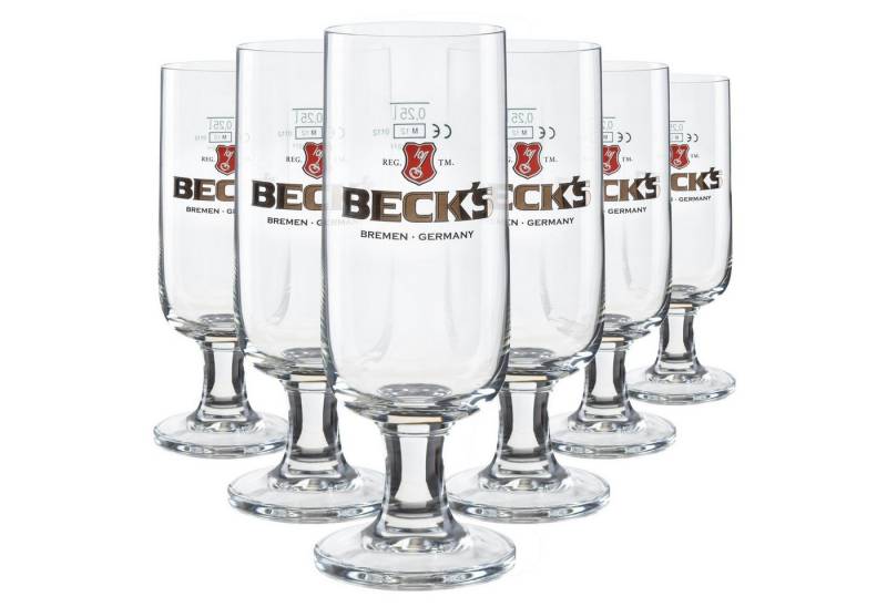 Beck´s Bierglas Beck’s Bierglas Pokal 0,25 l – Offizielles Bierglas mit Eichstrich, stilvoll und robust von Beck´s