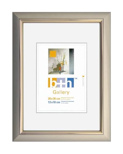Bilderrahmen 20 x 30 Kunststoff gold matt Innenleiste gold glänzend mit Echt-Glas von Becker + Hach