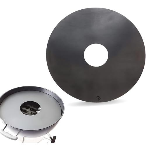 Becker Design® Feuerplatte für Feuertonne, Kugelgrill & Feuerschale ⌀ 57cm (MADE IN EUROPE) legierter Stahl (6mm Stärke) - Kompatibel mit Weber-Kugelgrill - Grillplatte & Grillaufsatz mit Feuerloch von Becker Design