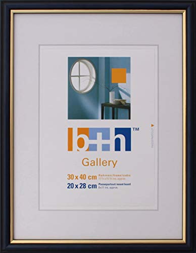 Bilderrahmen 30 x 40 blau/gold, Holz massiv, Innenrand goldfarben, FSC-zertifiziert, Echt-Glas, Bilderrahmen 30 x 40 blau/gold, Holz massiv, Innenrand goldfarben, FSC-zertifiziert, Echt-Glas, von Becker & Hach