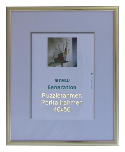 Bilderrahmen 40 x 50 hell Gold glänzend Aluminium Echt-Glas schmal Portraitrahmen Puzzle Rahmen Alu Bilderrahmen 40 x 50 hell Gold glänzend Aluminium Echt-Glas schmal Portraitrahmen Puzzle Rahmen Alu von Becker & Hach
