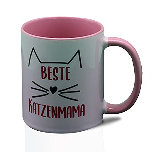 Beckers Beste Tiernahrung - Tasse Katze 350ml Katzenmama rosa - Motiv Tasse mit Katze - Bedruckte Tassen Geschenk für Katzenhalter, Kollegen & Katzenliebhaber von Beckers Beste Tiernahrung