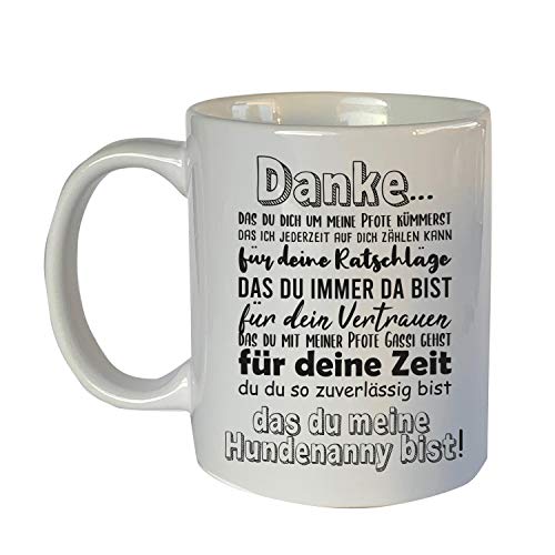 Beckers Beste Tiernahrung Tasse mit Motiv Spruch Danke Hundenanny 350ml - Lustige Teetassen - Kaffeetasse lustig - Geburtstagsgeschenk von Beckers Beste Tiernahrung