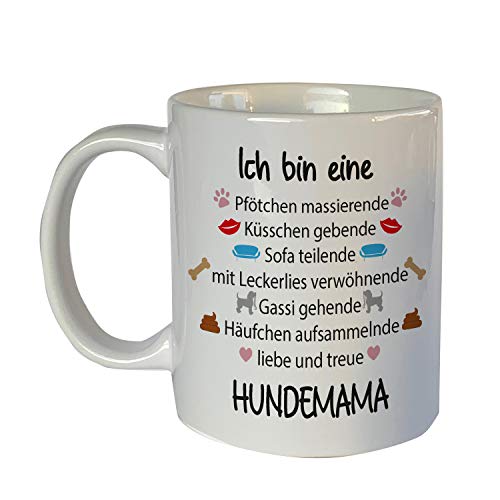 Beckers Beste Tiernahrung Tasse mit Motiv Spruch Ich bin eine Hundemama 350ml - Lustige Teetassen - Kaffeetasse lustig - Geburtstagsgeschenk von Beckers Beste Tiernahrung