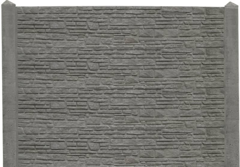 Betonzaun Grundset Montana S-Motiv mit Anfangs und Endpfosten 154 cm von Beckers Betonzaun