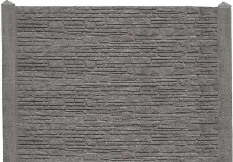 Betonzaun Grundset Montana S-Motiv mit Anfangs und Endpfosten 193 cm von Beckers Betonzaun