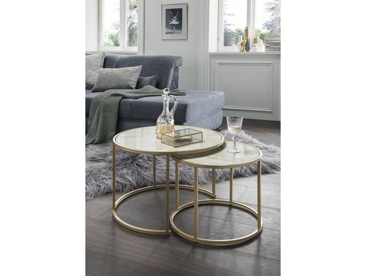 Concept Santos Couchtisch 2er-Set Glas - Metallgestell, runde Form, klassischer Stil, schwarz, flexibel einsetzbar Concept Santos Couchtisch 2er-Set Glas - Metallgestell, runde Form, klassischer Stil, schwarz, flexibel einsetzbar von Beckhuis Living