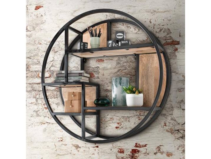 Die Faktorei Circle Wandregal Mangoholz Natur/Metall Schwarz von Beckhuis Living