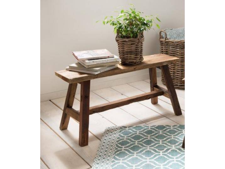 Faktorei Deko-Bank groß naturrecyceltes Holz 90x45x25 cm von Beckhuis Living