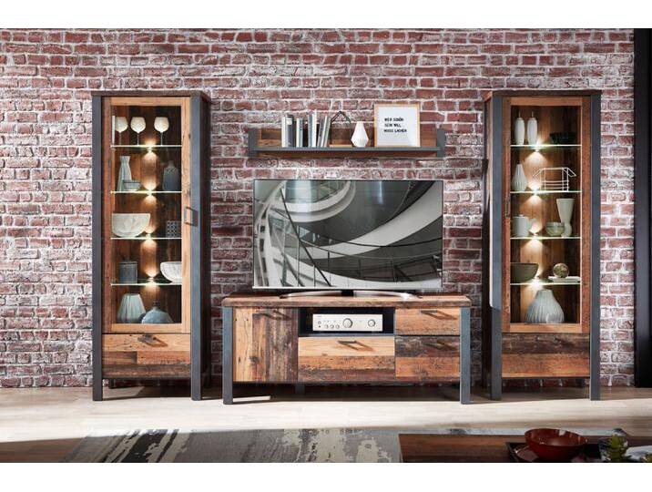Innostyle Cardiff Wohnwand Holzwerkstoff Used Style Optik Dark von Beckhuis Living
