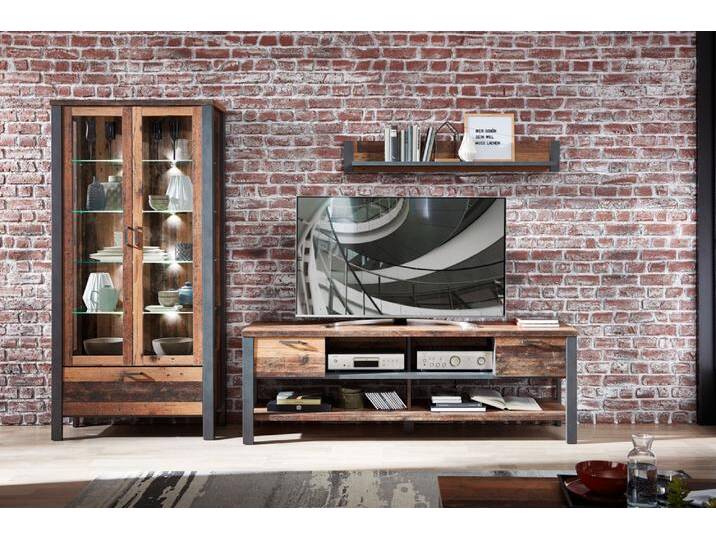 Innostyle Cardiff Wohnwand Holzwerkstoff Used Style Optik Dark von Beckhuis Living