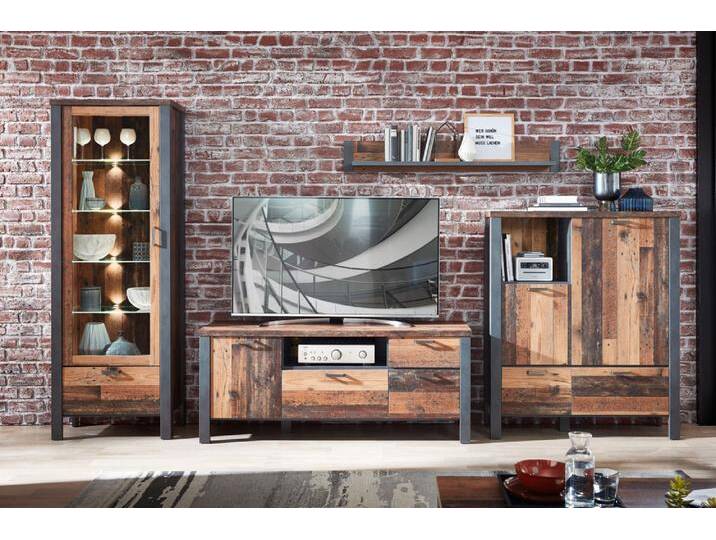 Innostyle Cardiff Wohnwand Holzwerkstoff Used Style Optik Dark von Beckhuis Living