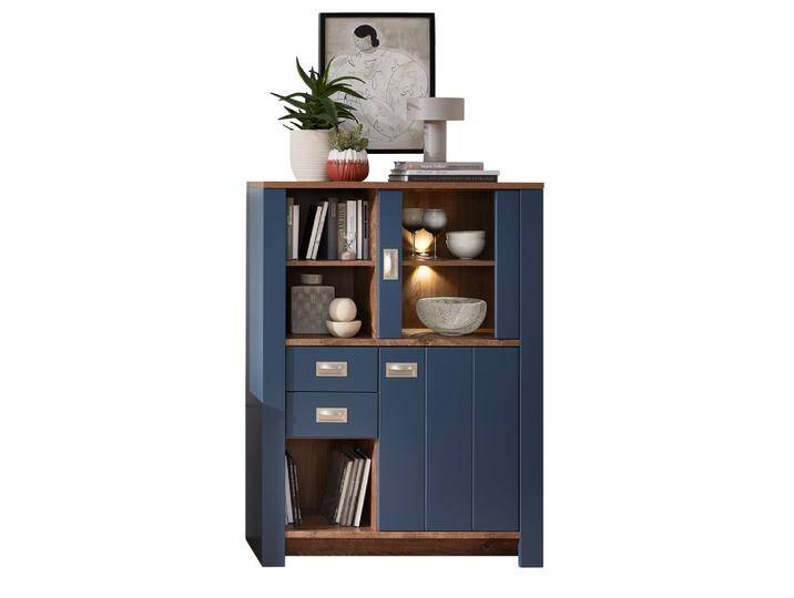 Innostyle Dijon Vitrine Holzwerkstoff Parisian Blue/Haveleiche von Beckhuis Living