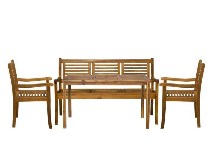 Möbilia Sitzgruppe 1 x Tisch + 2 x Stühle + 1 x Bank Akazie natur von Beckhuis Living