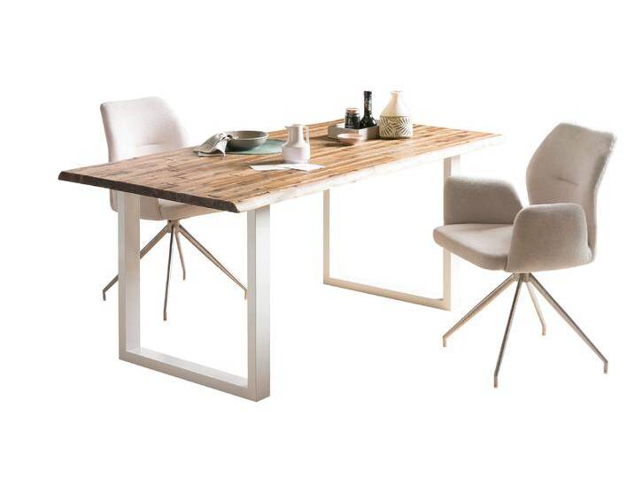 SalesFever Esstisch Akazie Massivholz Natur Metallgestell U-Form SalesFever Esstisch Akazie Massivholz Natur Metallgestell U-Form von Beckhuis Living