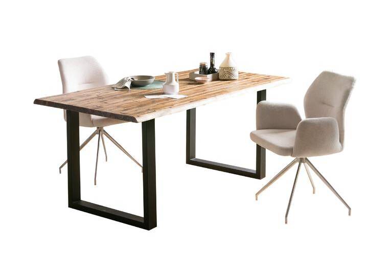 SalesFever Esstisch Akazie Massivholz Natur Metallgestell U-Form SalesFever Esstisch Akazie Massivholz Natur Metallgestell U-Form von Beckhuis Living