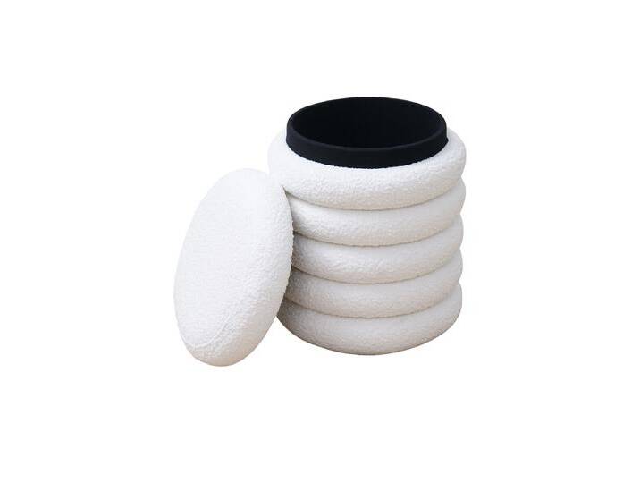 SalesFever Sitzhocker Ø38 cm Bouclé Stoff mit Stauraumfunktion von Beckhuis Living