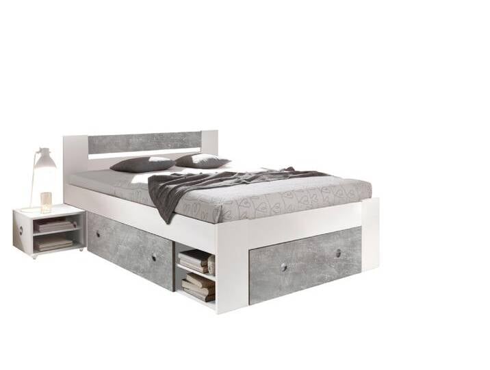 Schlafkontor Stefan Bett 140x200 cm, 3 Schubladen, elegantes Design, offene Ablageflächen, stabil von Beckhuis Living