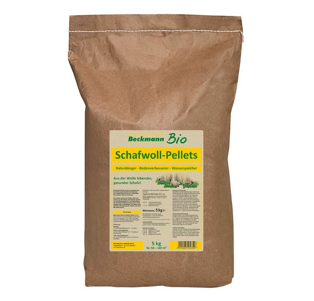 Beckmann IM GARTEN Gartendünger Schafwollpellets Naturdünger 5 kg Papierbeutel Biodünger von Beckmann IM GARTEN