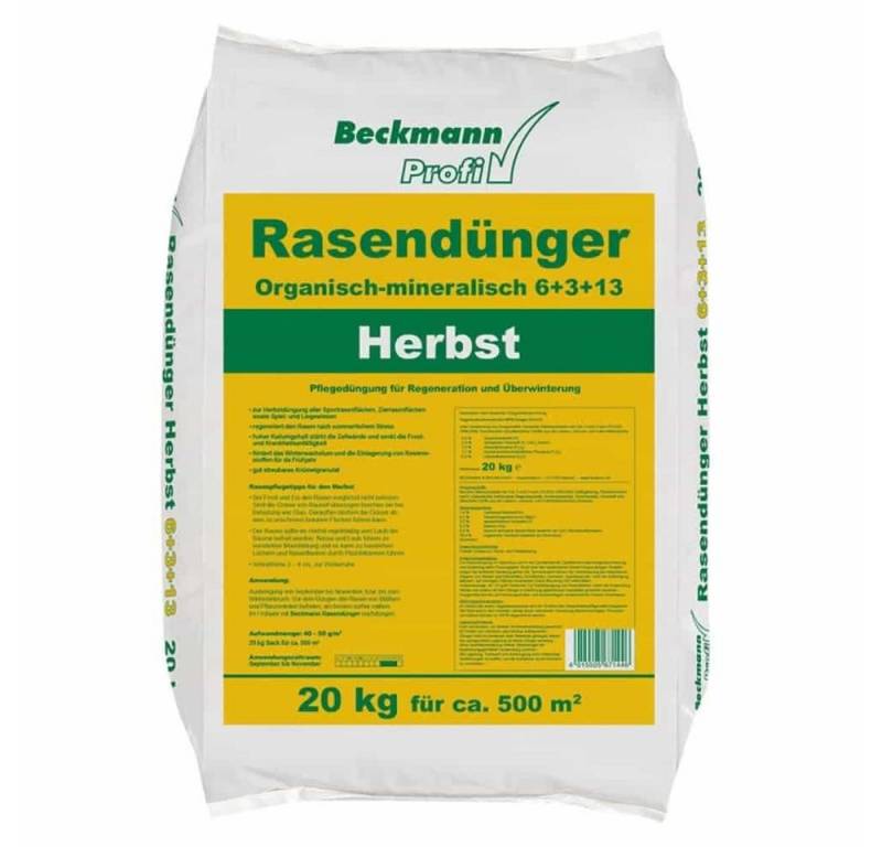 Beckmann IM GARTEN Rasendünger 20 kg Rasendünger Herbst Beckmann NPK-6+3+13 f.ca. 500m² von Beckmann IM GARTEN