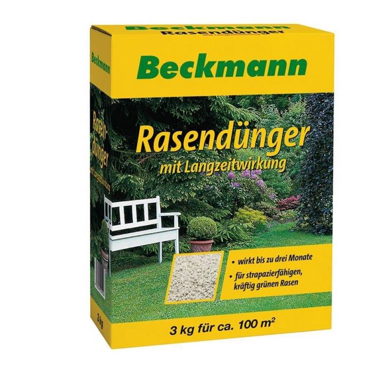 Beckmann IM GARTEN Rasendünger Rasenlangzeitdünger 20+5+8 (4) 3 kg Karton von Beckmann IM GARTEN