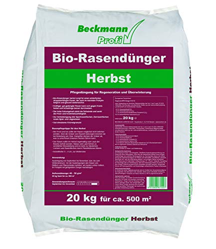 Beckmann Profi Bio Herbstrasendünger Herbst Rasendünger 20 kg Biodünger Gartendünger mit viel Kalium für einen winterfesten Rasen. Für einen besseren SART in den Frühling Beckmann Profi Bio Herbstrasendünger Herbst Rasendünger 20 kg Biodünger Gartendünger mit viel Kalium für einen winterfesten Rasen. Für einen besseren SART in den Frühling von Beckmann Profi