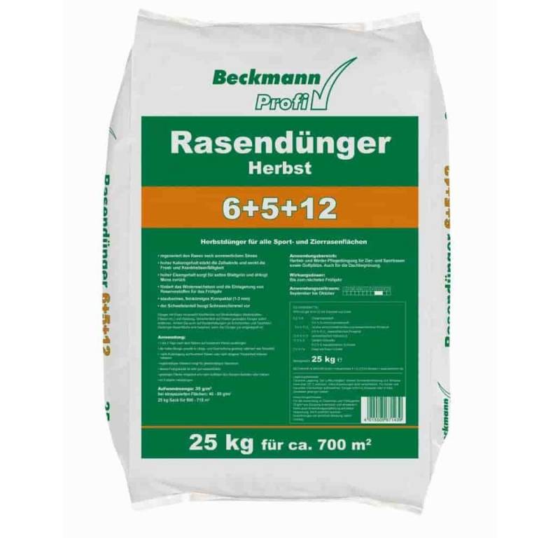 Beckmann Profi Rasendünger 25 kg Rasendünger Herbst Beckmann NPK-6+5+12 f.ca. 700m² von Beckmann Profi
