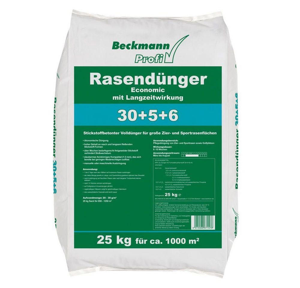 Beckmann Profi Rasendünger Economic 30+5+6 mit Langzeitwirkung 25 kg Sack von Beckmann Profi