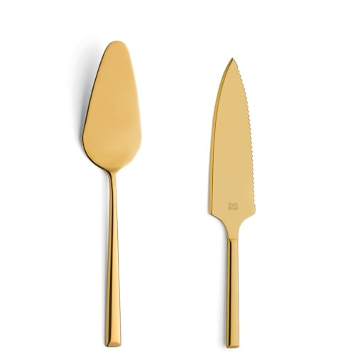 Beckmann & Rommerskirchen B&R 1107 Kuchenheber Set, 2-teilig, Edelstahl, Gold, Tortenheber Set, Kuchenmesser, Tortenmesser, Dessertbesteck, PVD Besteck von Beckmann & Rommerskirchen