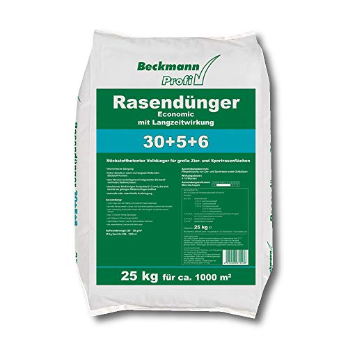 Beckmann Rasendünger Economic LZW 30+5+6 Langzeit Chloridarm Volldünger 25 kg für 1000 m² von Beckmann