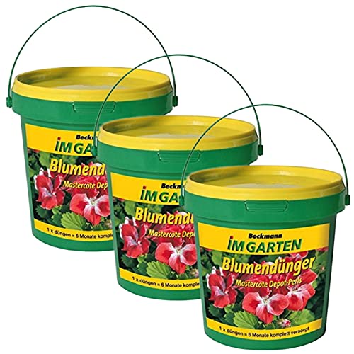 Blumen Langzeitdünger Beckmann Mastercote Depot Perls Sparpack 3 x 1 kg + gratis 20g Kressesamen Sprint von Beckmann