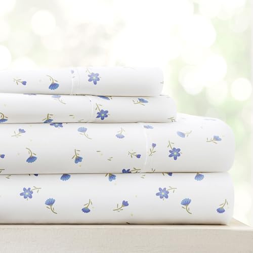 Linen Market 4-teiliges Bettwäsche-Set (hellblaues Blumenmuster) – Schlafen Sie besser als je zuvor mit diesen ultraweichen und kühlenden Bettlaken für Ihr Bett in voller Größe – tiefe Tasche für 40,6 von Linen Market