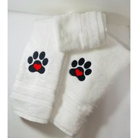 Hundepfoten Badezimmer Handtuch Set von Beckystowels