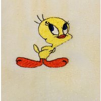 Tweety Vogel Handgesticktes Handtuch Mit Passendem Topfhalter von Beckystowels